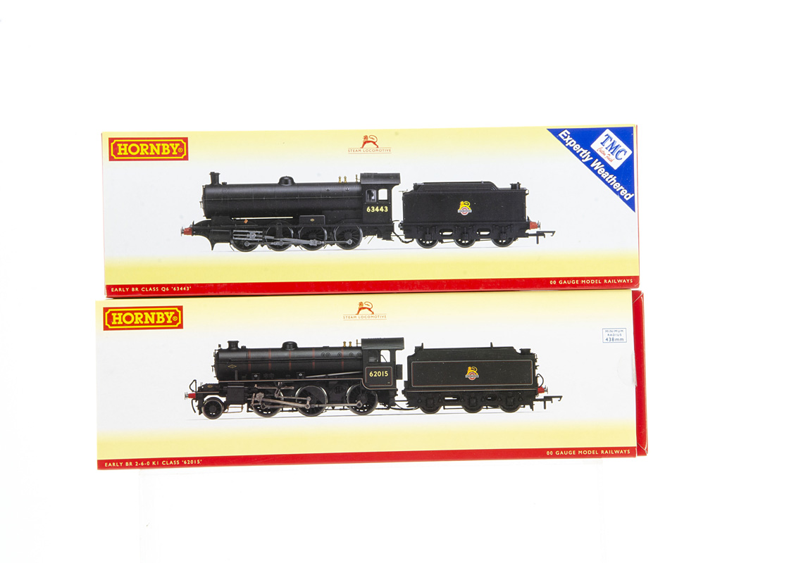 Hornby 00 Gauge BR black Steam Locomotives and Tenders, R3425 TMC weathered Class Q6 0-8-0 63443 and