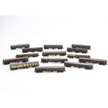 N Gauge British Outline DMU and Coaches, a Graham Farish two car DMU in BR green, together with