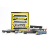 BR N Gauge Locomotives and Coaches, a boxed 8145 BR DMU in blue/grey livery, unboxed BR Class 32