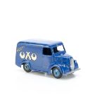 A Dinky Toys 453 Trojan Van 'Oxo', dark blue body, mid-blue hubs, 'Beefy Oxo' logo, VG