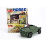 Vintage Palitoy Action Man Machine Gun Emplacement, Field Radio Pack, Horse With Saddle, all