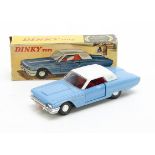 Hong Kong Dinky Toys 57-005 Ford Thunderbird, blue body, white roof, red interior, cast hubs, in