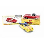 Dinky Toys 120 Jaguar E Type, red body, spun hubs, removable black hardtop and cream folded soft-