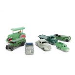 Post-War Dinky Toys, 38d Alvis Sports Tourer, green body, black seats, 38e Armstrong Siddeley Coupe,