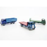 Dinky Toy Guy Trucks, 512 Guy Flat Truck, 1st type dark blue cab and chassis, red flatbed, mid-