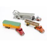 French Dinky Toy Articulated Vehicles, 39a Unic Boilot Car Transporter, 36b Willeme Tractor & Closed