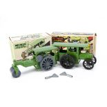 A Tri-ang Minic 44M Tinplate Clockwork Traction Engine, green body, flat disk type flywheel, 33M