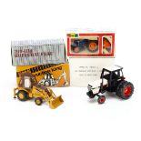 Various Diecast, NZG Mercedes-Benz 709-1114 Box Truck, Conrad Case 580G Backhoe No.2931, Yonezawa