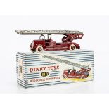 A French Dinky Toys 32d Delahaye Fire Escape, red body and ridged hubs, chromed ladder, in