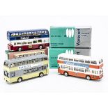 Promotional Metosul Leyland Atlantean Buses, three examples, first in pastel yellow/grey with '