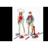 Marx Toys Best Of The West Series Action Figures, Indian Cherokee and Cowboy Kid, with majority of