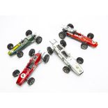 Schuco Clockwork Formula Racing Cars, 1071 Lotus Formel 1 (2), differing colours, 1072 BMW Formel 2,