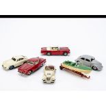 Dinky Toys 182 Porsche 356A, cream body, mid-blue ridged hubs, 181 Volkswagen, grey body, spun hubs,