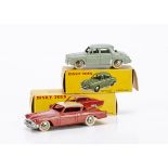 French Dinky Toys 24e Renault Dauphine, olive green body, plated convex hubs, 24y Studebaker