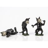 Pixyland Kew pre WW2 set of 58mm high Felix the Cat 'Cinema Favourites' in 3 different poses, 1