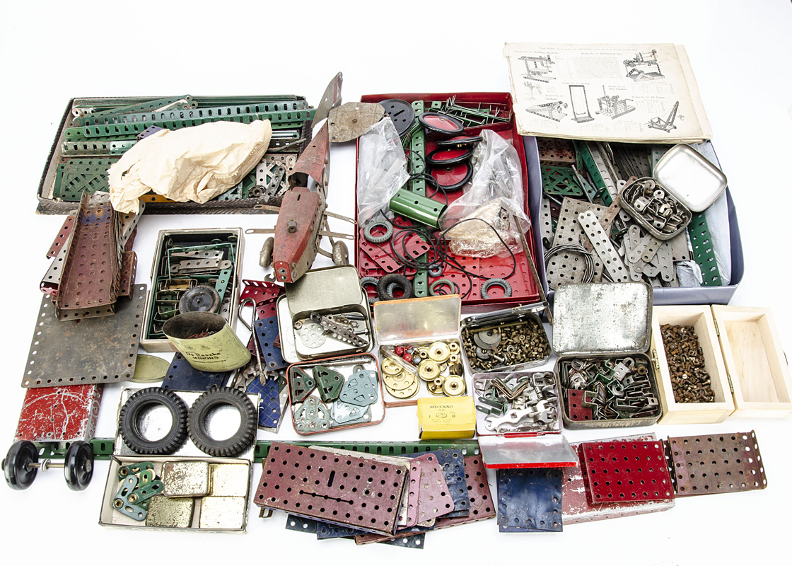 Large collection of pre and post-War Meccano including parts for Aeroplane Constructor, parts for