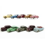 1940s-50s Dinky Toy Cars, 40a Riley Saloon (2), 40d Austin Devon (2), Hillman Minx, 40b Triumph,