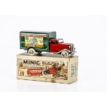 A Pre-War Tri-ang Minic 22M Tinplate Clockwork Carter Paterson Delivery Van, red cab, 'Shell' petrol