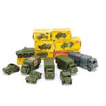 Boxed Military Dinky Toys, 676 Armoured Personnel Carrier, 688 Field Artillery Tractor, 670 Armoured