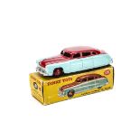 A Dinky Toys 171 Hudson Commodore Sedan, highline version, turquoise lower body, red upper and hubs,