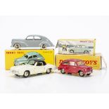 French Dinky Toy Cars, 24h Mercedes 190sl, white body, black roof, plated convex hubs, 520 Fiat