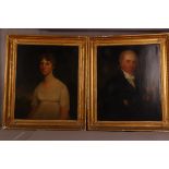 Michael Keeling (1750 - 1820), a pair of Regency oil on canvas portraits, 75cm by 62cm, one