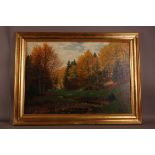 Fritz Muller Landeck (1865 - 1942), 60cm by 87cm, oil on canvas, Landscape with Woodland Valley