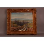 Thilo Oqueka (19th/20th century), 50cm by 59cm, oil on canvas, small tear, Rural Landscape, framed