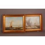 E. Panthiez (20th century French), 30cm by 40cm, a pair of oil on canvas sea scapes with French