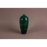 A 20th century Chinese Cizhou pottery green glazed meiping vase, 31cm, in green with black bands and