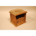 A 19th century carved hardwood box, possibly for carrying a parrot or racing pigeon, with