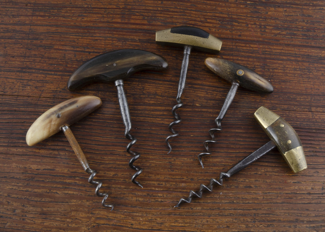 Nine French 20th Century direct pull corkscrews, two brass mounted horn handles, a large stag handle - Image 2 of 2