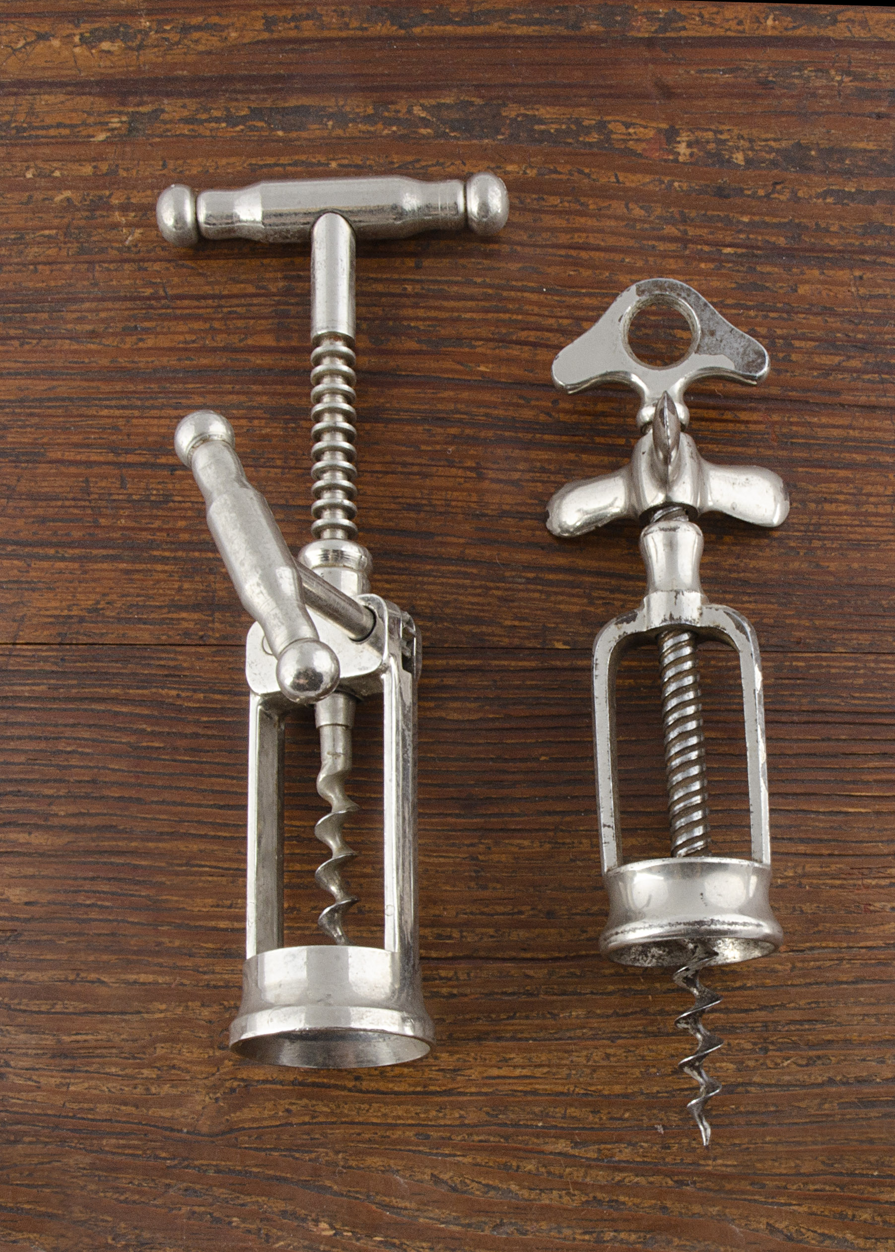 Four French 20th Century all steel mechanical corkscrews, one rack and pinion marked Modele Depose - Image 2 of 2
