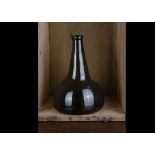 Dutch utility wine bottle circa 1720-50, a horse hoof bottle blow pipe pontil scar, clear green