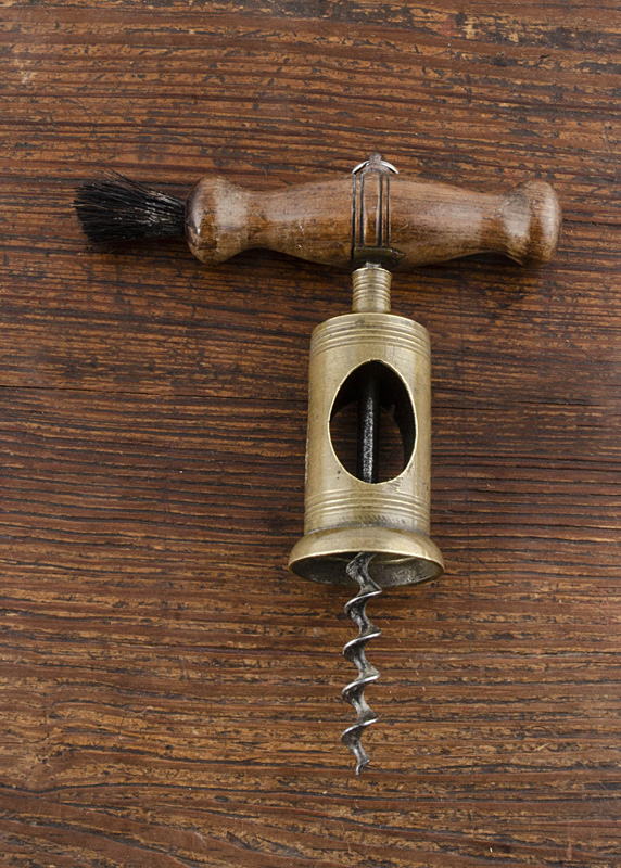 An American self-puller Charles Chinnock type corkscrew, marked on both sides of the brass barrel,