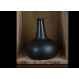 Dutch utility wine bottle circa 1720-50, onion shape, blow pipe pontil scar, dark green colour, 17.