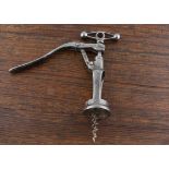 A French 20th Century single lever le Presto type corkscrew, marked Lesto on the small arm, 17cm