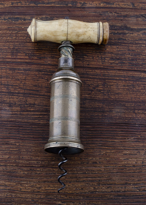 An English 19th Century Thomason type double action corkscrew, turned bone handle with hanging - Image 3 of 3