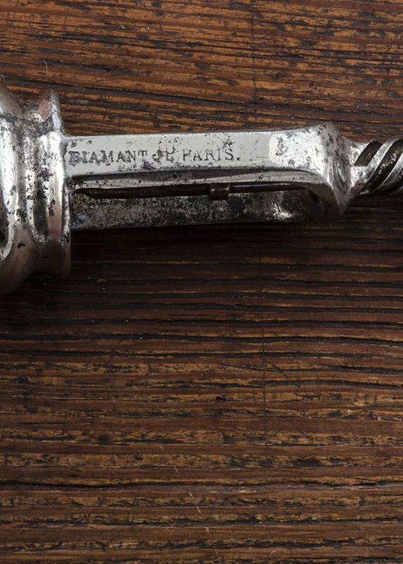 A French 19th Century nickel plated Perille diamant corkscrew, with turned horn handle, marked on - Image 3 of 3