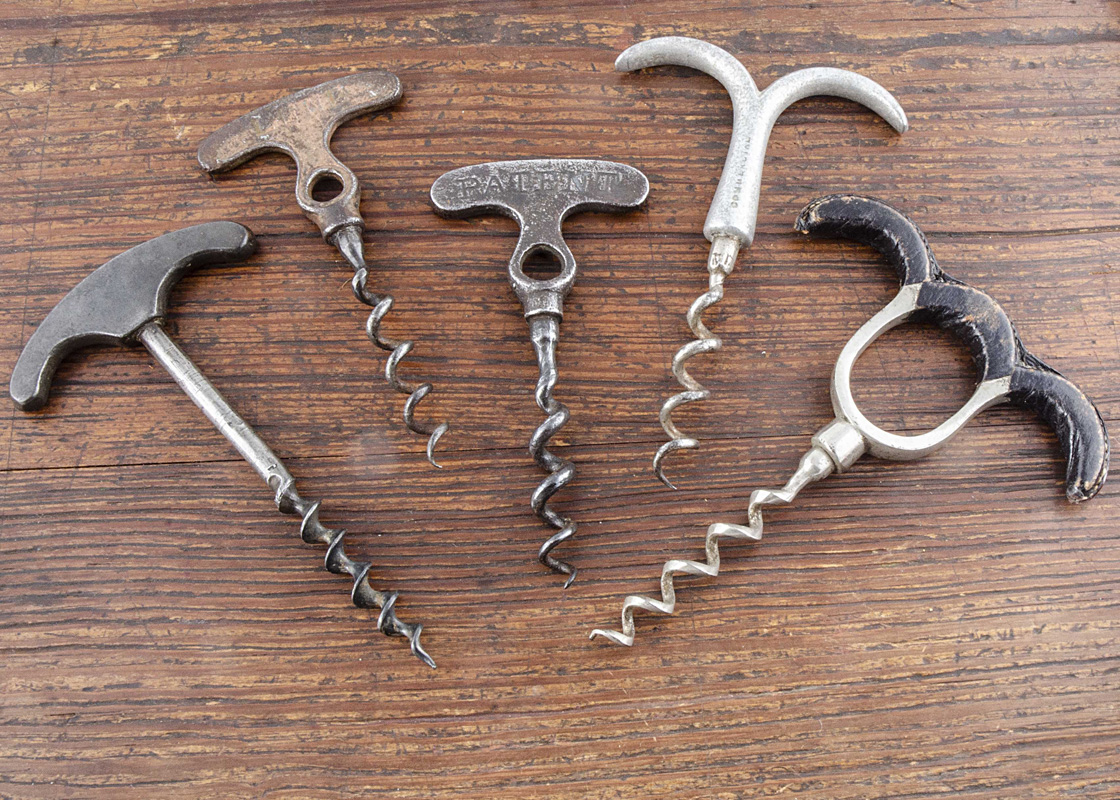 Nine metal direct pull corkscrews, including a cellarman marked 'R Jones', a Lund worm marked ' - Image 2 of 2