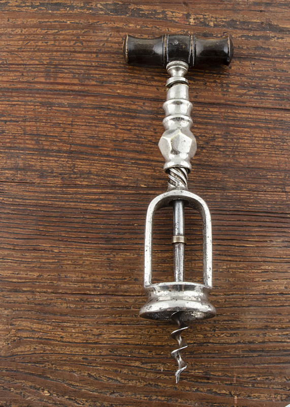 A French 19th Century nickel plated Perille diamant corkscrew, with turned horn handle, marked on - Image 2 of 3