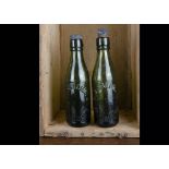 English stoneware whisky and ginger beer bottles, two featuring advertising for the Yorkshire