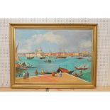 A. Belardinelli (Italian, 20th C) after Canaletto, oil on canvas. A view of Venice, signed lower
