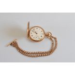 A 9ct gold faceted double Albert watch chain, with T-bar, 38cm long 20g. Together with a rolled gold