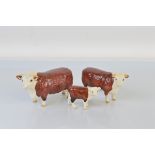 Beswick Hereford Cattle set, Champion of Champions Bull, Champion of Champions Cow and Calf (3)