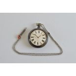 A Victorian silver pair cased fob watch, with movement by John Bull and Company, Bedford. White