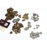 A collection of 20th Century British loose coinage, with several crowns and half crowns along with