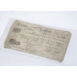 An early 19th century Ten Pound bank note, Marked Romford and dated February 14th 1806, for Nott &