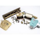 A quantity of silver and costume jewellery, including a silver plated fancy link watch chain with