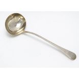 A George III silver soup or punch ladle by IP GP, 32cm, 6.75 ozt, Old English pattern, bearing
